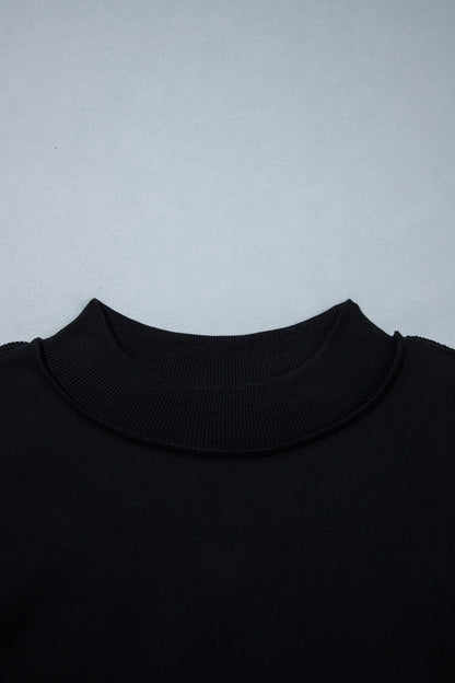 Coffee Oversize Drop Shoulder Reversible Mock Neck Sweatshirt