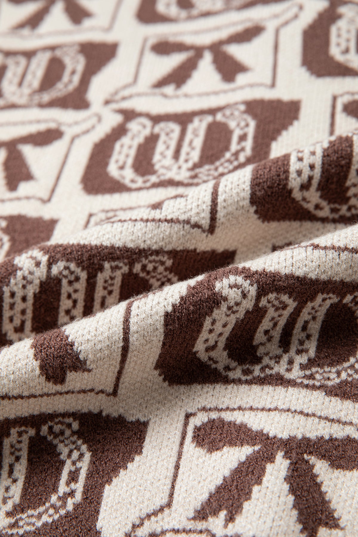 Brown Western Horseshoe Bow Pattern Button Front Sleeveless Knit Sweater