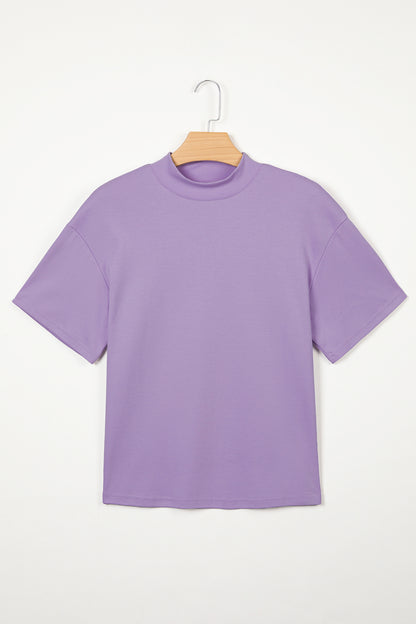 Sachet Pink Solid Color High Neck Oversize Tee