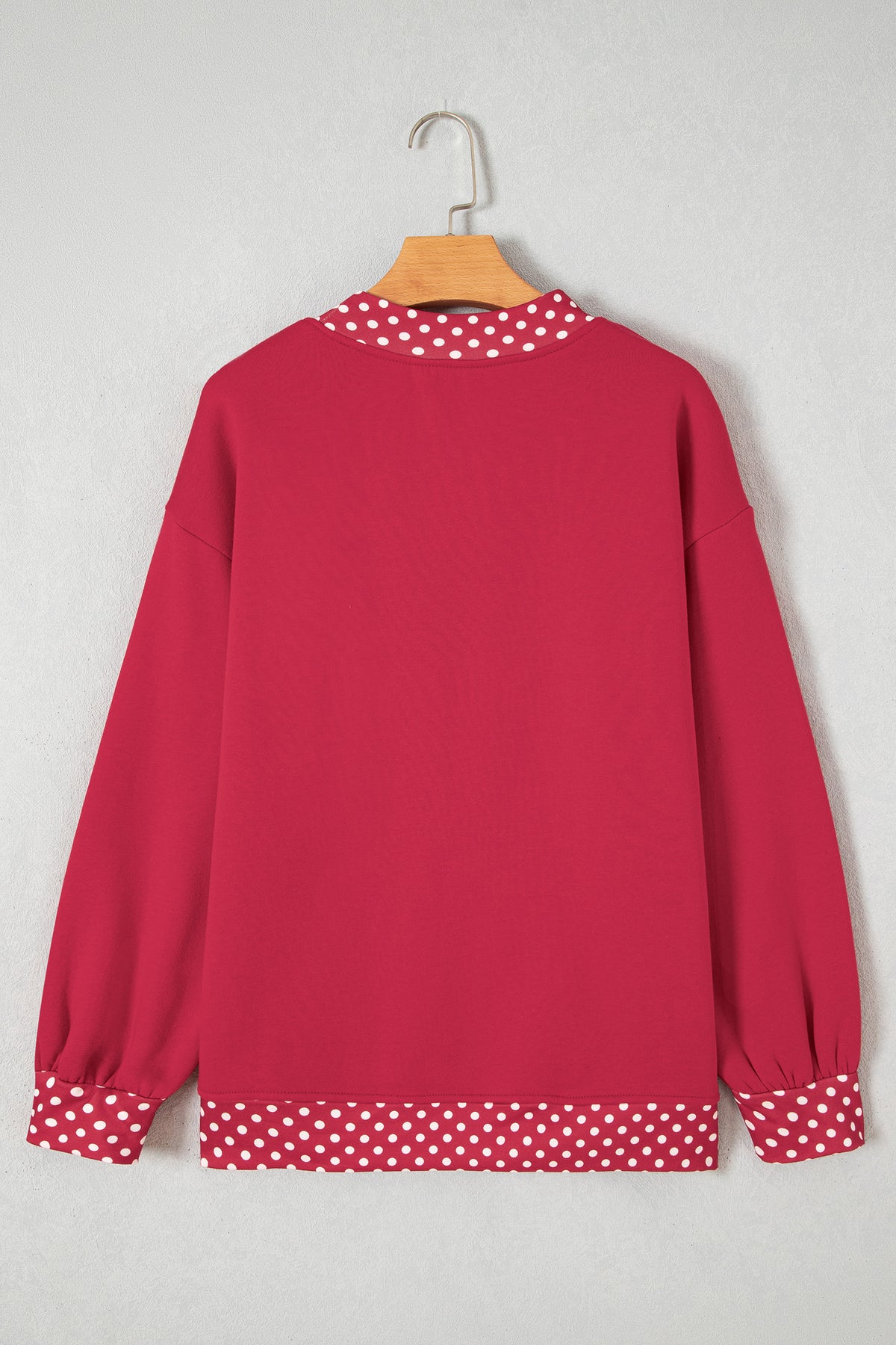 Pink Colorblock Polka Dot Contrast Trim Oversized Sweatshirt
