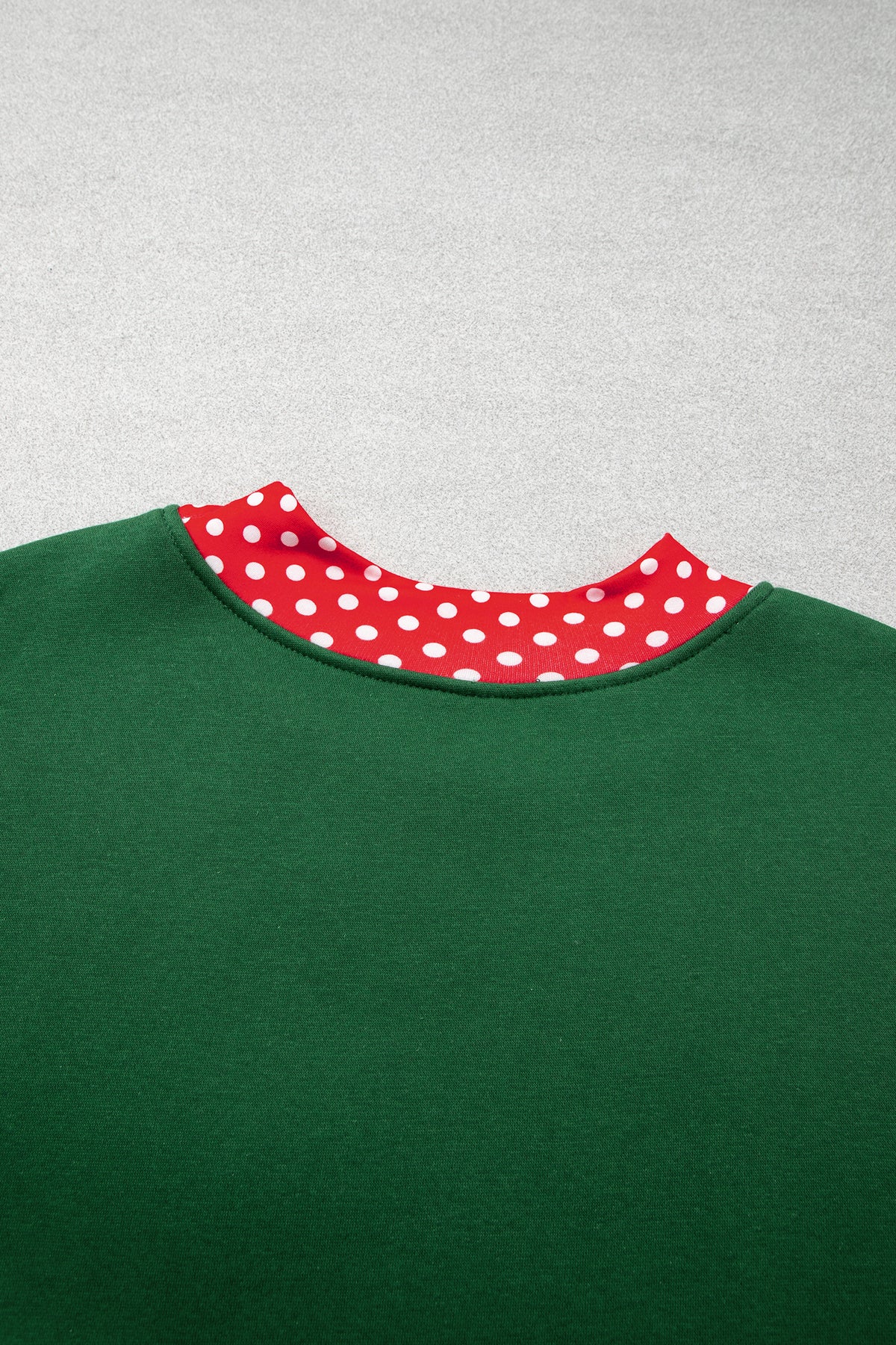 Racing Red Polka Dot Patchwork Round Neck Plus Size Sweatshirt