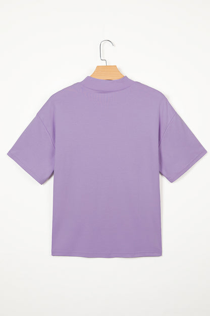 Sachet Pink Solid Color High Neck Oversize Tee
