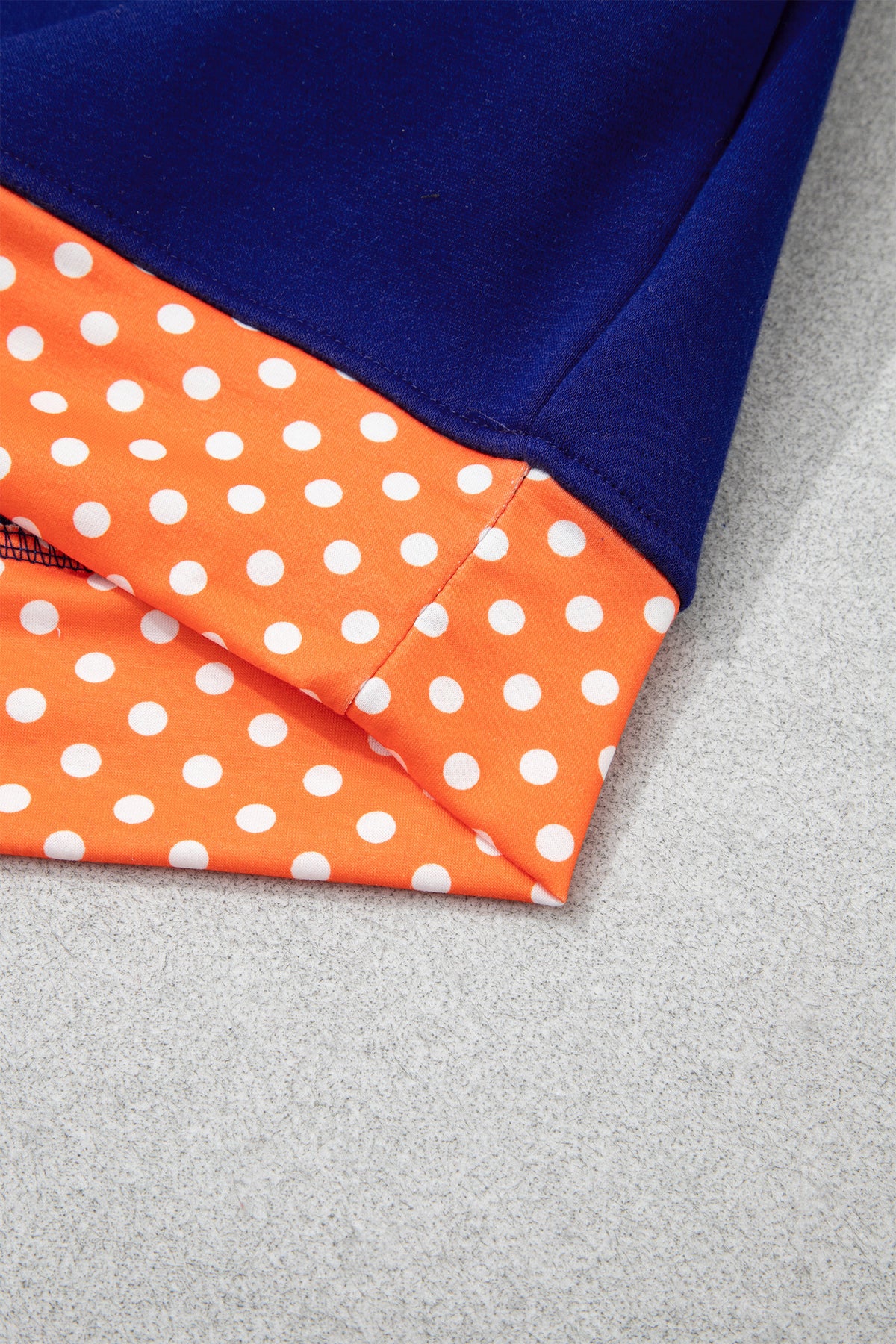Fiery Red Polka Dot Letter Print Contrast Trim Mock Neck Sweatshirt