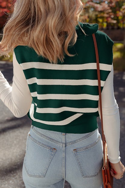 Light Blue Ribbed Half Zip Collared Sweater Vest