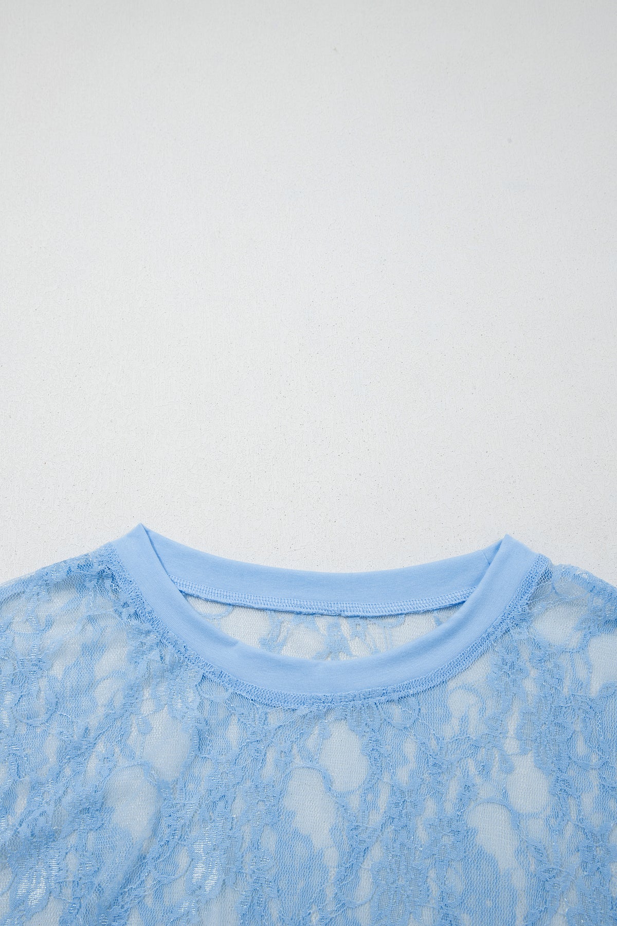 Beau Blue Sheer Floral Lace Boxy Tee