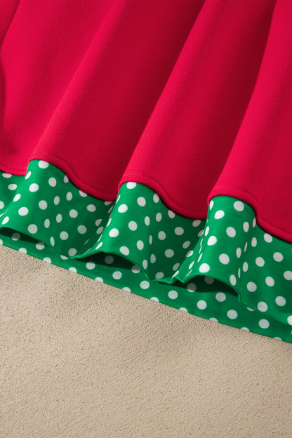Pink Colorblock Polka Dot Contrast Trim Oversized Sweatshirt