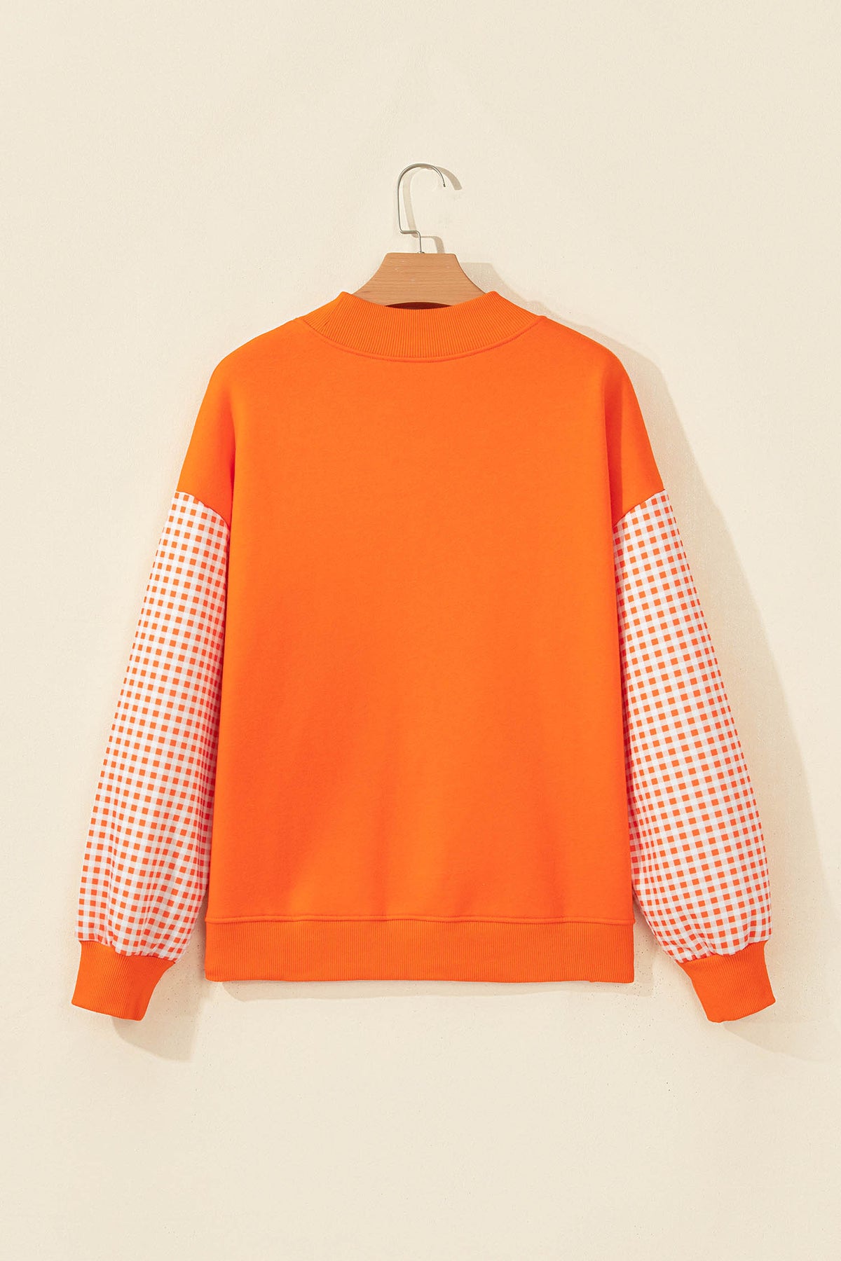 Black Plaid Sleeve Colorblock Loose Tunic Sweatshirt
