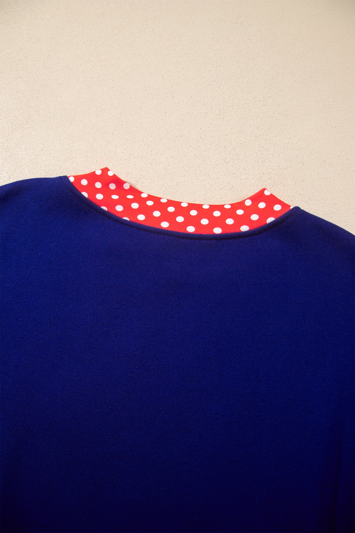 Pink Colorblock Polka Dot Contrast Trim Oversized Sweatshirt