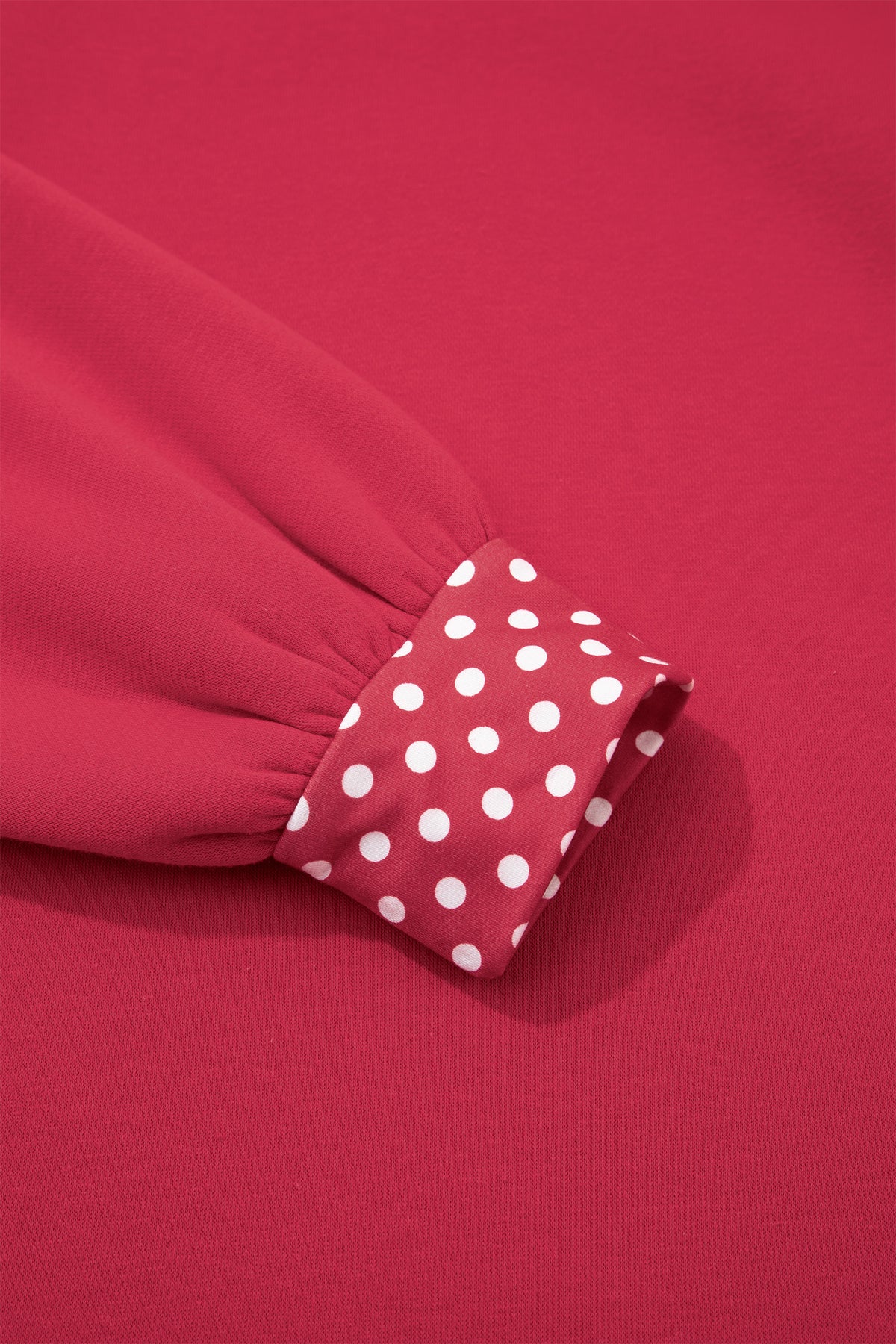 Pink Colorblock Polka Dot Contrast Trim Oversized Sweatshirt