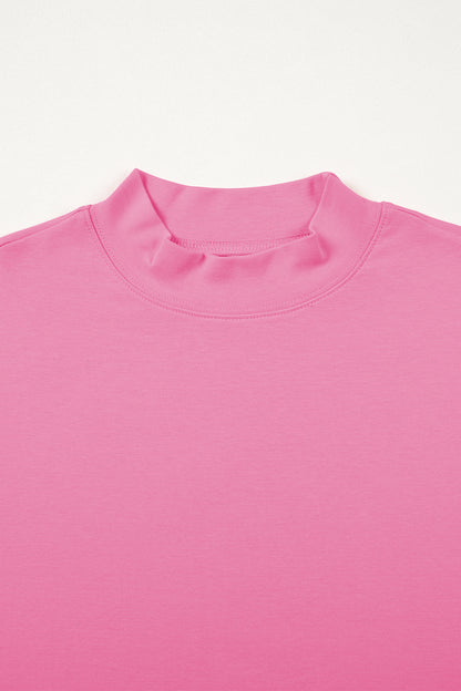 Sachet Pink Solid Color High Neck Oversize Tee
