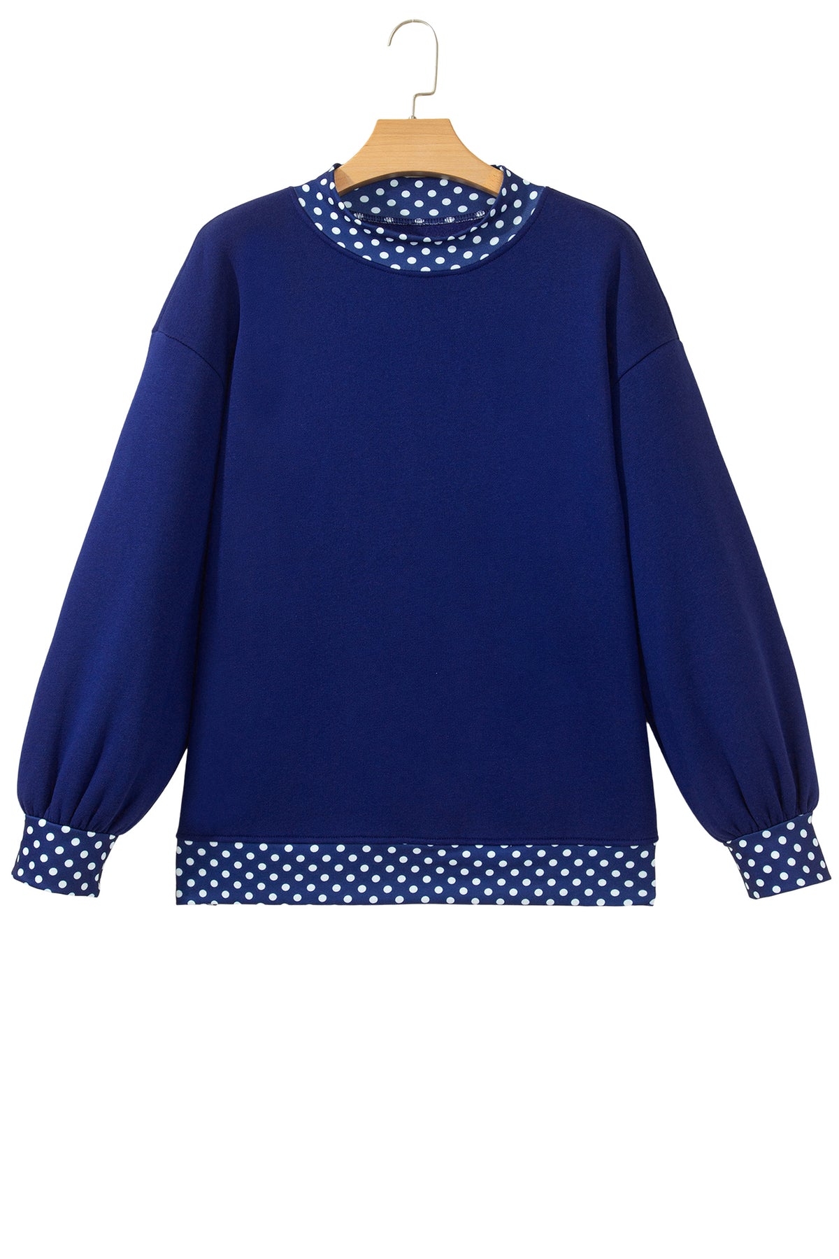 Pink Colorblock Polka Dot Contrast Trim Oversized Sweatshirt