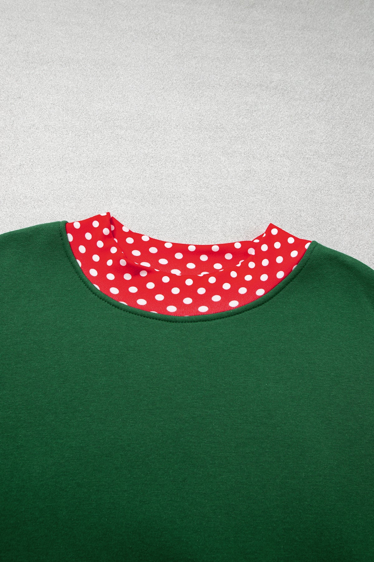 Racing Red Polka Dot Patchwork Round Neck Plus Size Sweatshirt