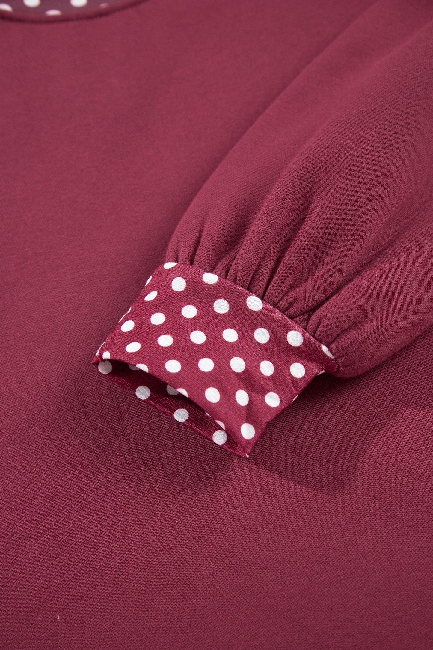 Pink Colorblock Polka Dot Contrast Trim Oversized Sweatshirt