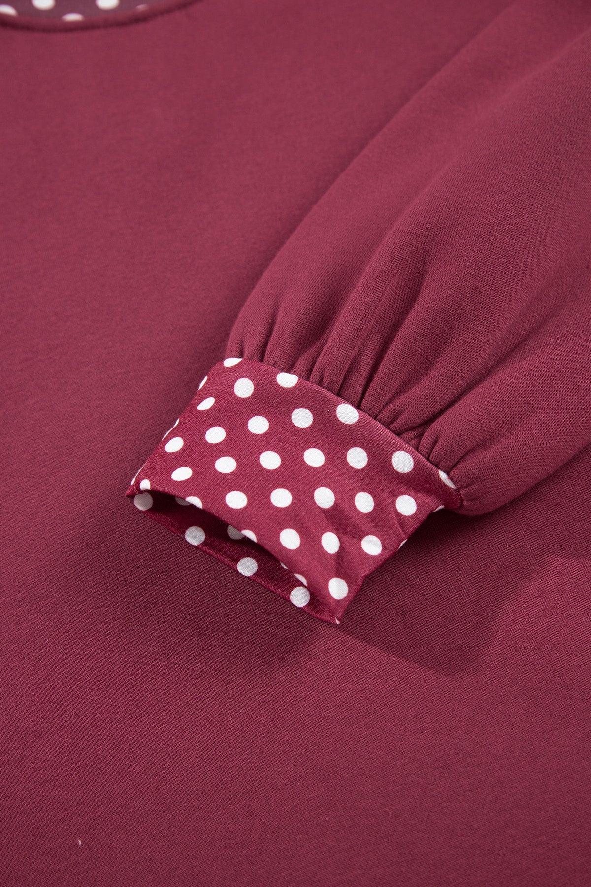 Pink Colorblock Polka Dot Contrast Trim Oversized Sweatshirt