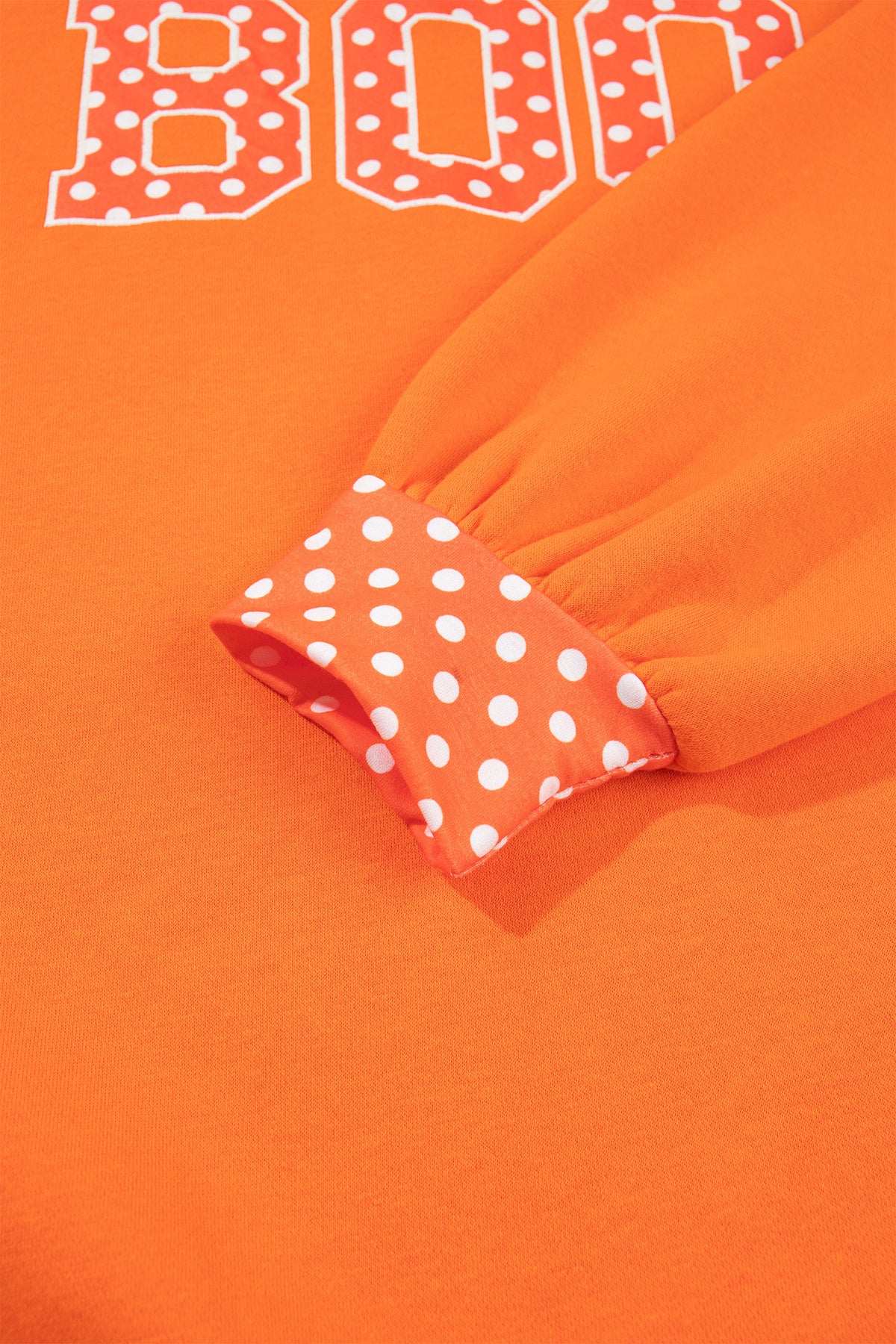Fiery Red Polka Dot Letter Print Contrast Trim Mock Neck Sweatshirt