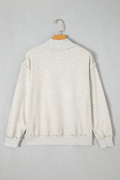 Gray High Neck Polka Dot Slogan Printed Baggy Sweatshirt