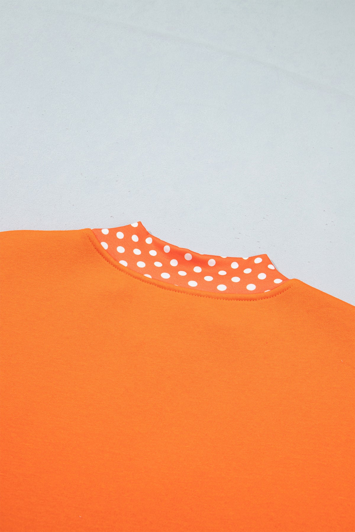Fiery Red Polka Dot Letter Print Contrast Trim Mock Neck Sweatshirt