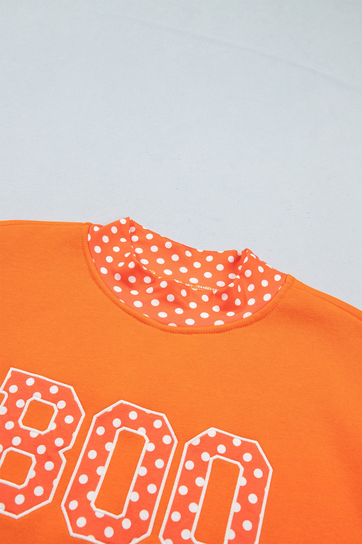 Fiery Red Polka Dot Letter Print Contrast Trim Mock Neck Sweatshirt
