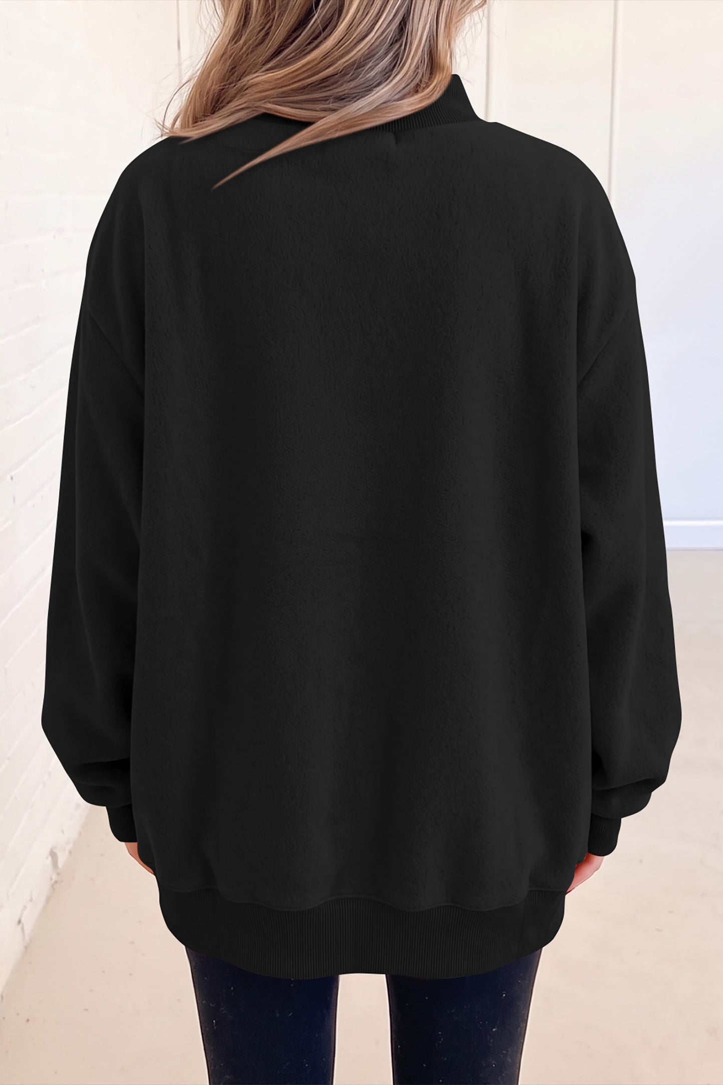Coffee Oversize Drop Shoulder Reversible Mock Neck Sweatshirt
