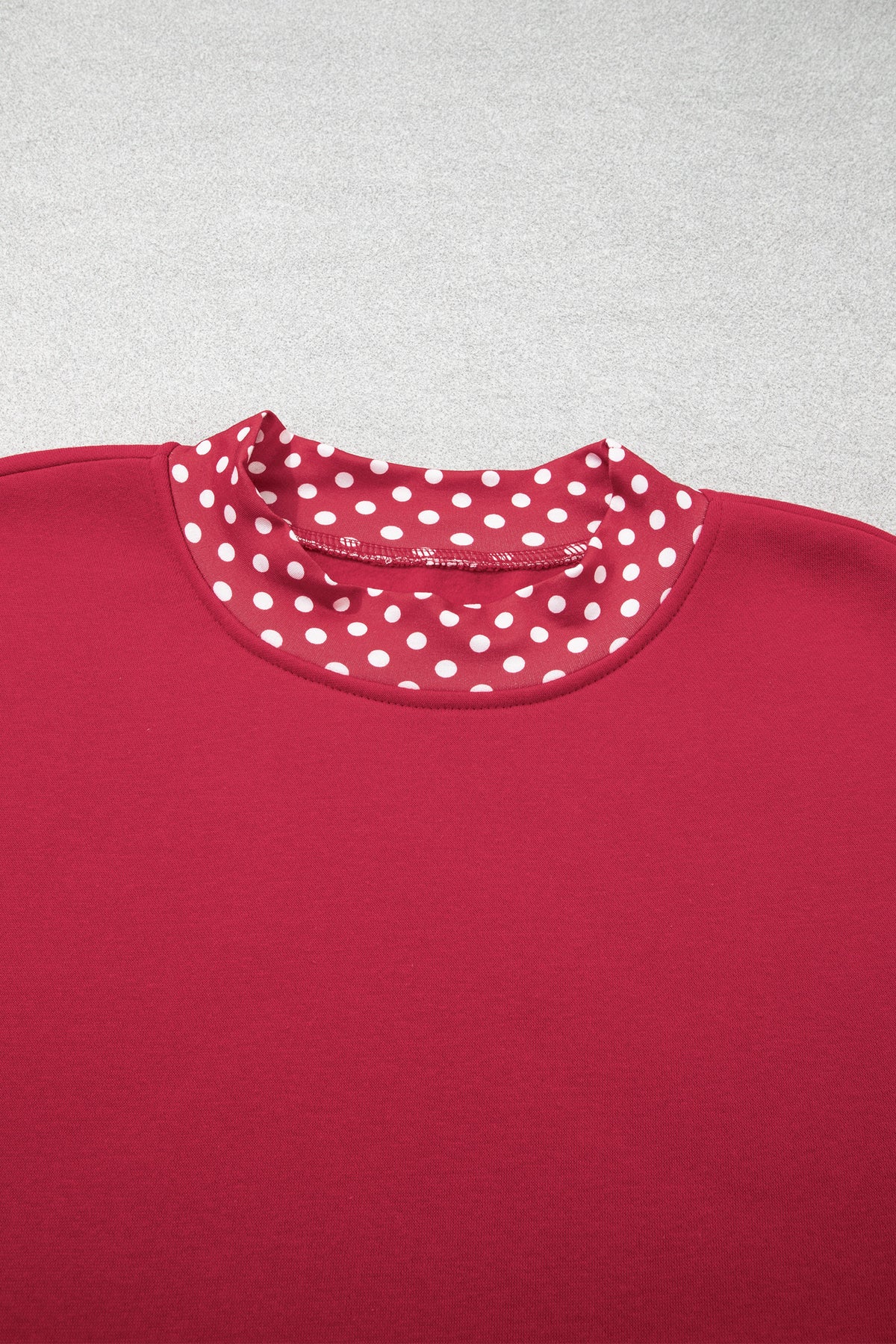 Pink Colorblock Polka Dot Contrast Trim Oversized Sweatshirt